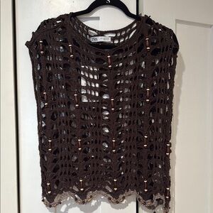 Zara brown crochet top